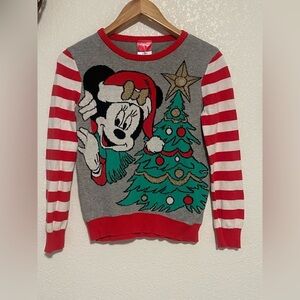 Mickey Mouse Christmas Sweater Light Up Star Size L 10-12  Tree Disney